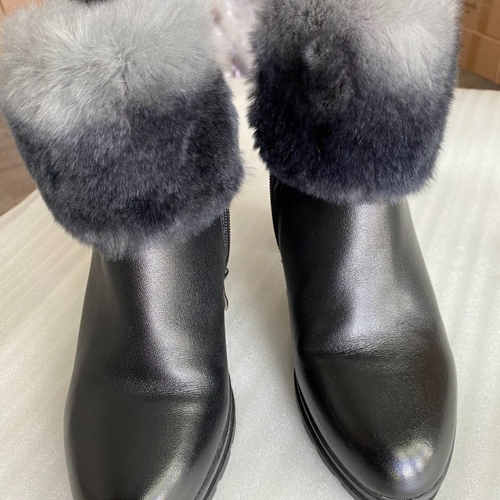 COPY - Women's Genuine Leather Boots High-Heeled Wool Lined Warm Snow Boots 7.5